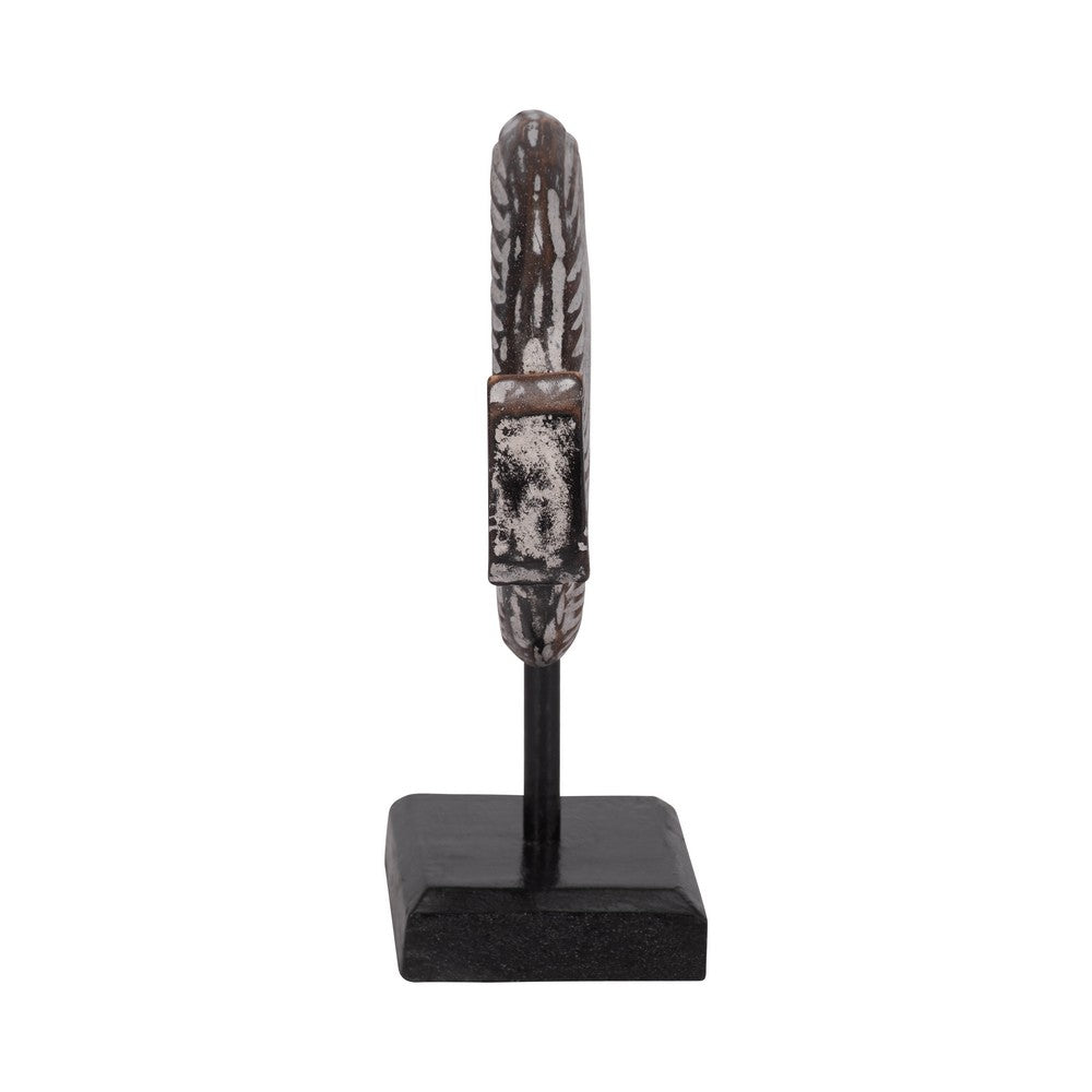 Fish on a Stand Tabletop Figurine | Gray Albasia Wood w Square Base