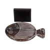 Fish on a Stand Tabletop Figurine | Gray Albasia Wood w Square Base
