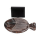 Fish on a Stand Tabletop Figurine | Gray Albasia Wood w Square Base