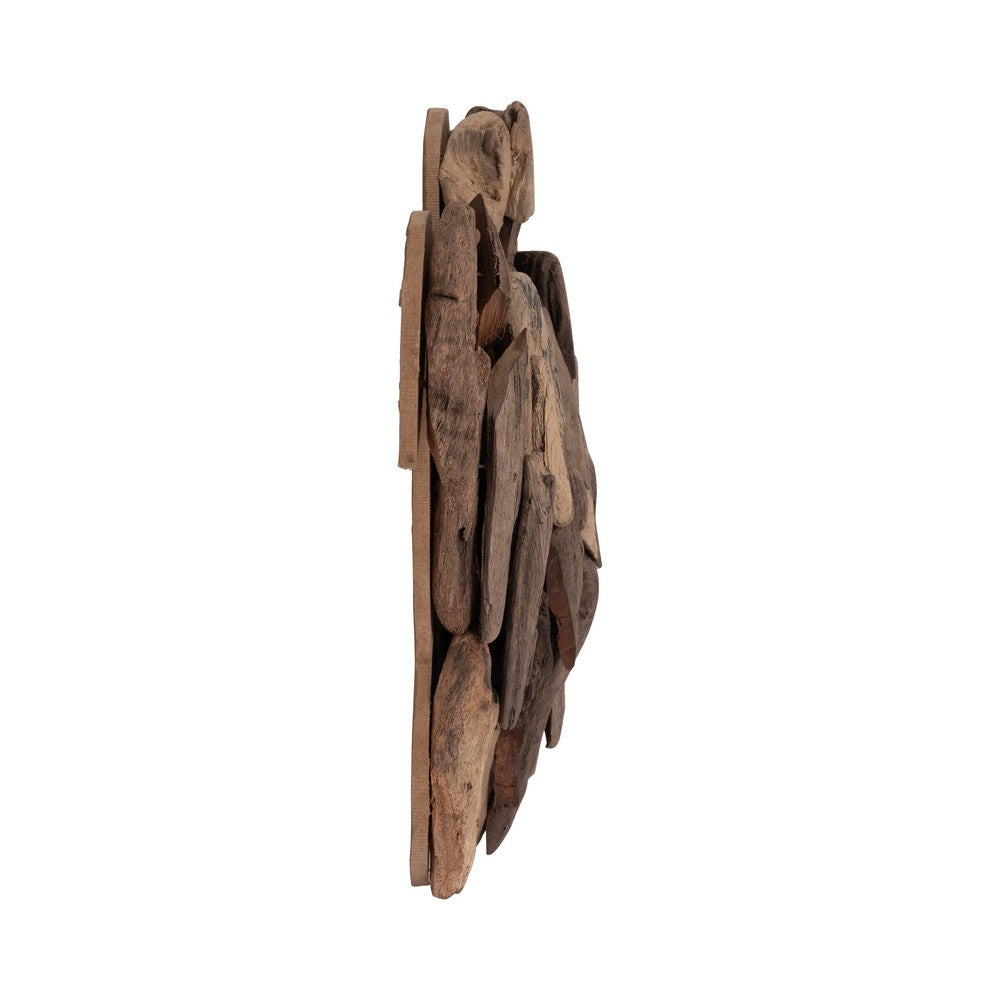 Decorative Turtle Figurine | 12" Handcrafted Coastal Natural Brown Wood