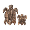 Decorative Turtle Figurine | 12" Handcrafted Coastal Natural Brown Wood