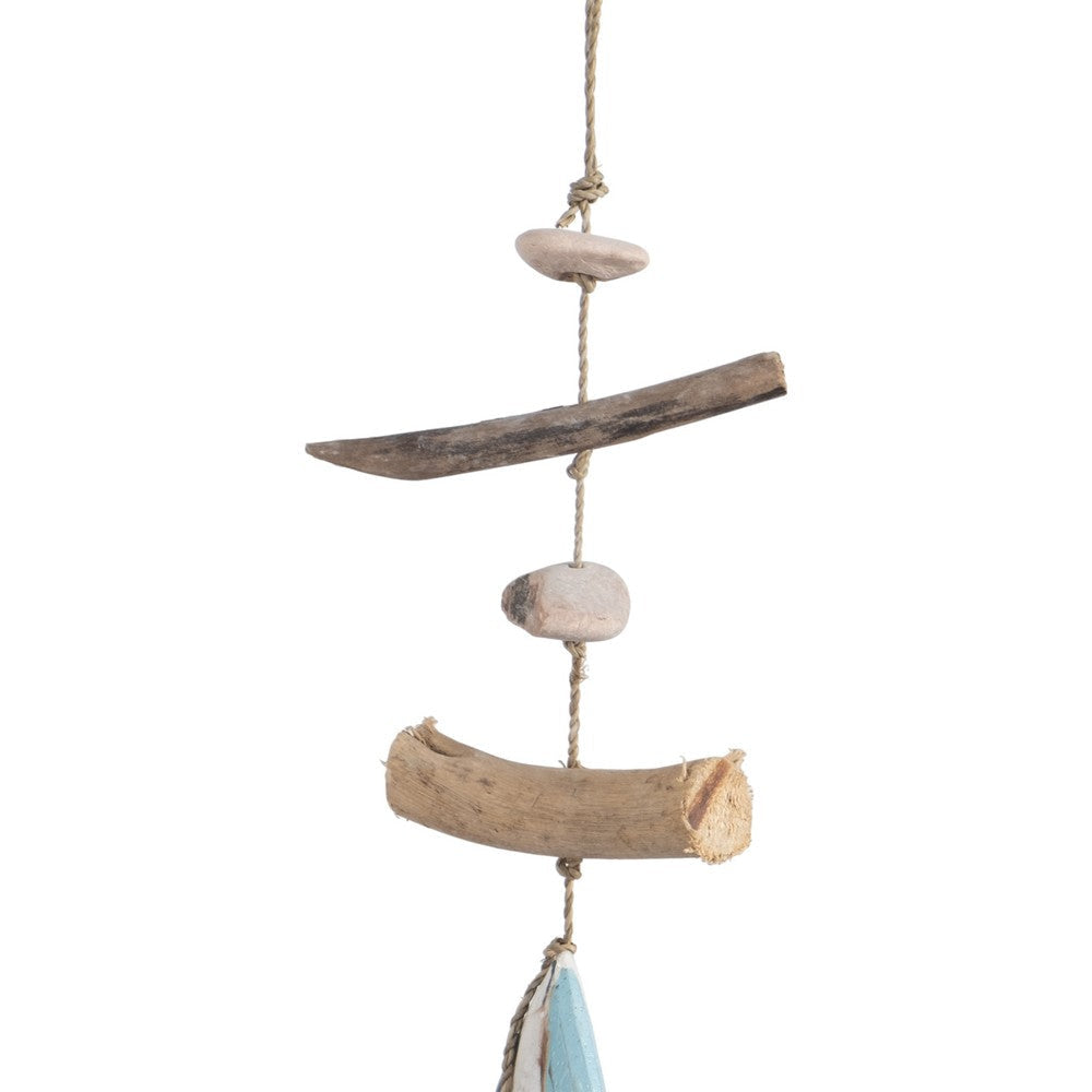 Decorative Nautical Wall Hanging Sailing Boats String | White & Blue Wood SBH-18039-02
