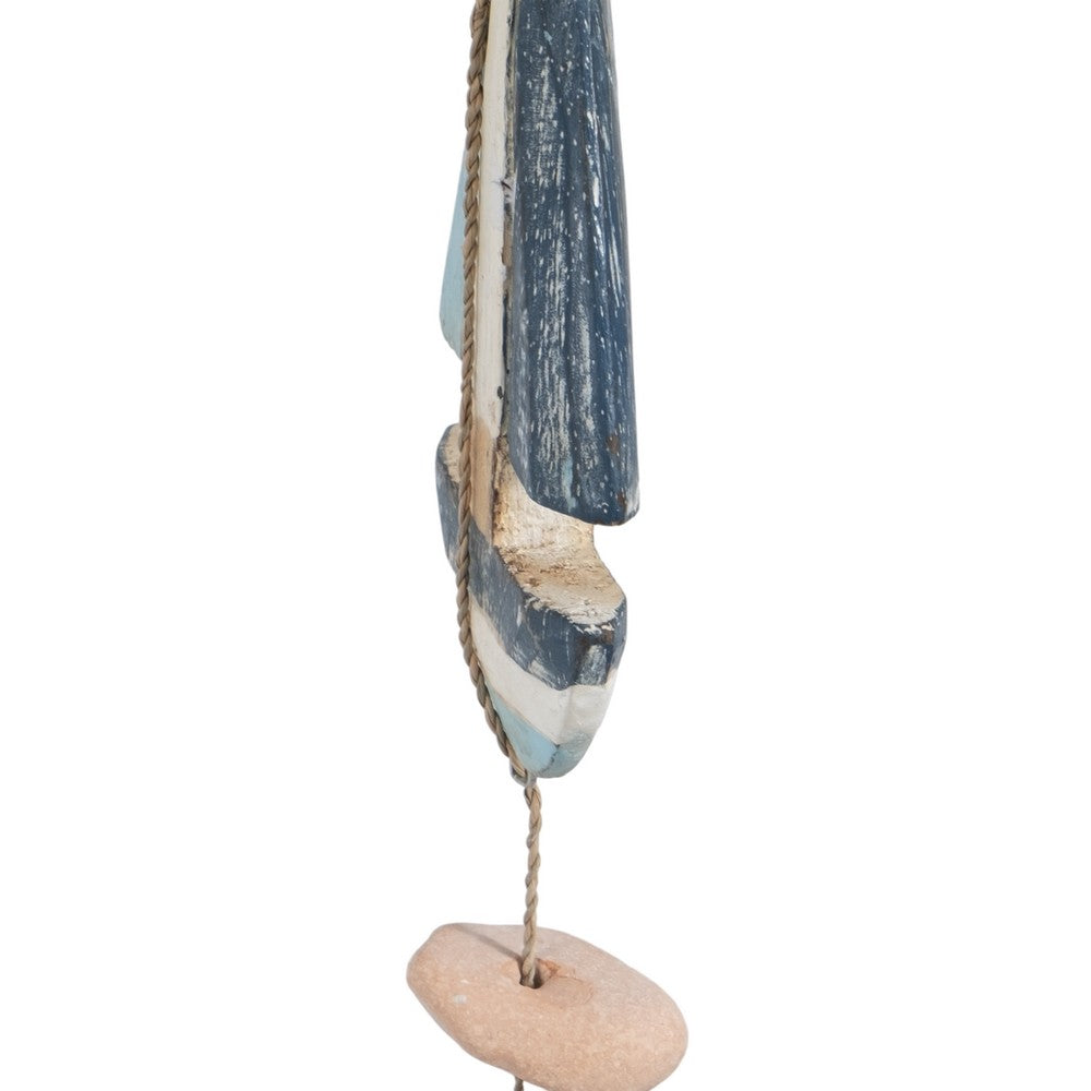 Decorative Nautical Wall Hanging Sailing Boats String | White & Blue Wood