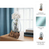 Hand-Blown Glass Vase In Live Edge Wood Stand | Blue & Brown | 14"