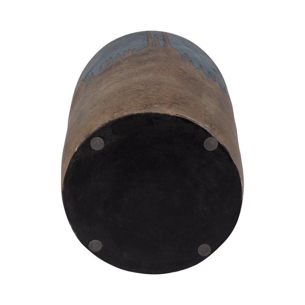 Rustic Floral Arrangement Vase | 14" | Blue & Brown Terracotta