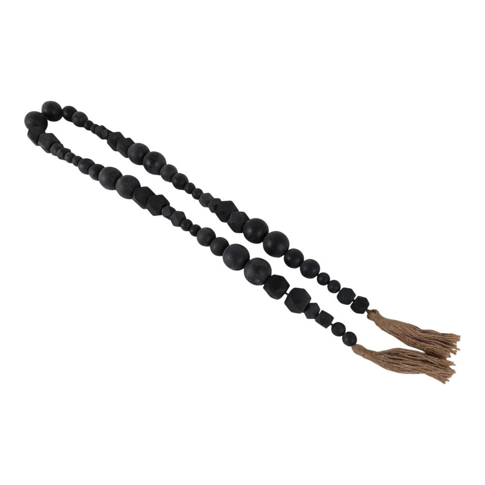 Accent Garland w Traditional Geometric Round Beads | 84" Black Jute