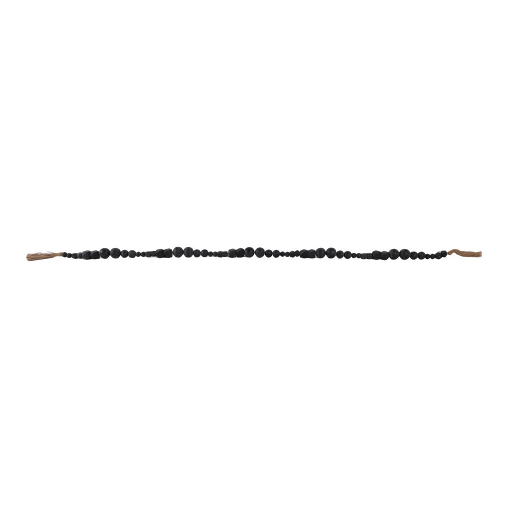 Accent Garland w Traditional Geometric Round Beads | 84" Black Jute