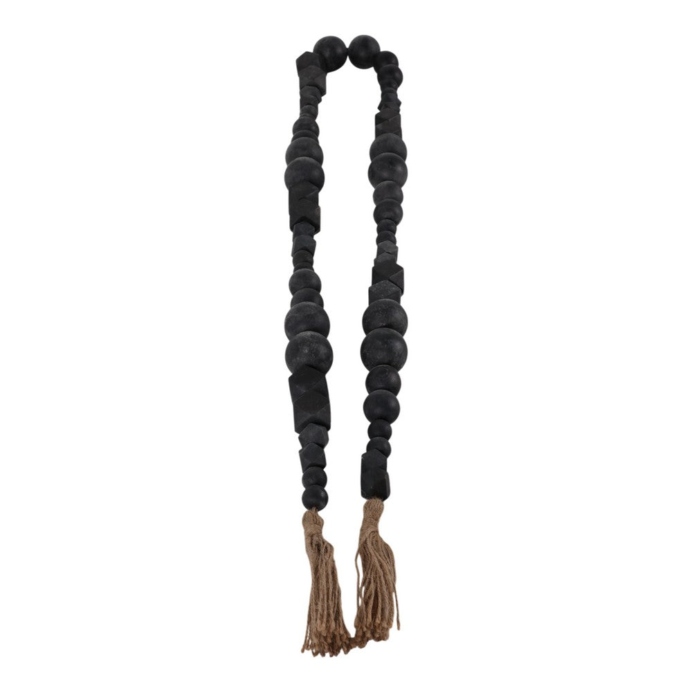Accent Garland w Traditional Geometric Round Beads | 84" Black Jute