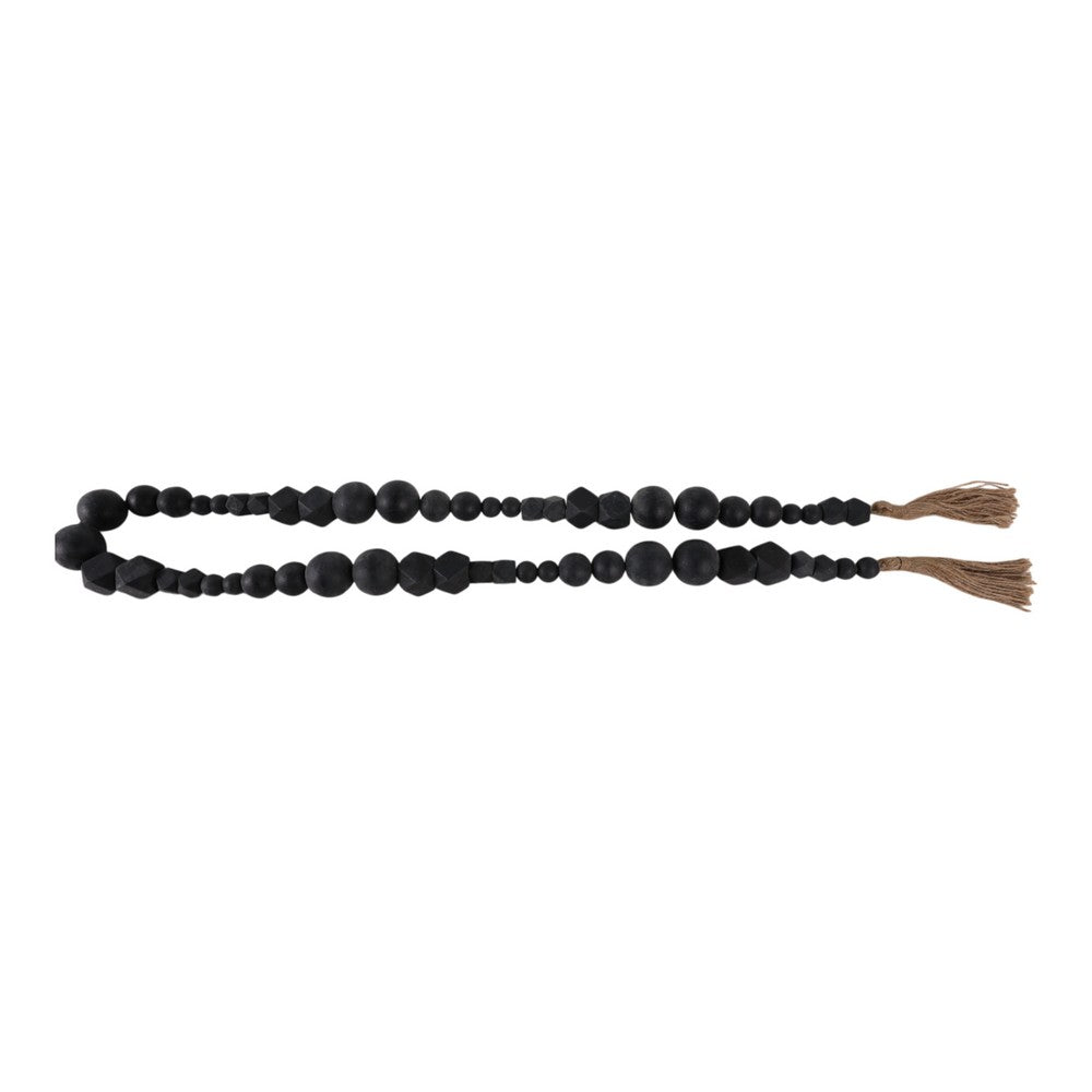 Accent Garland w Traditional Geometric Round Beads | 84" Black Jute