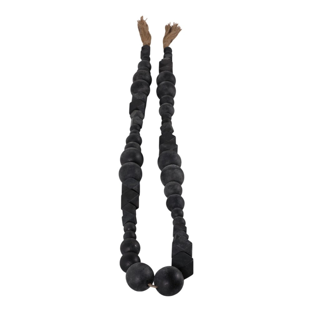 Accent Garland w Traditional Geometric Round Beads | 84" Black Jute