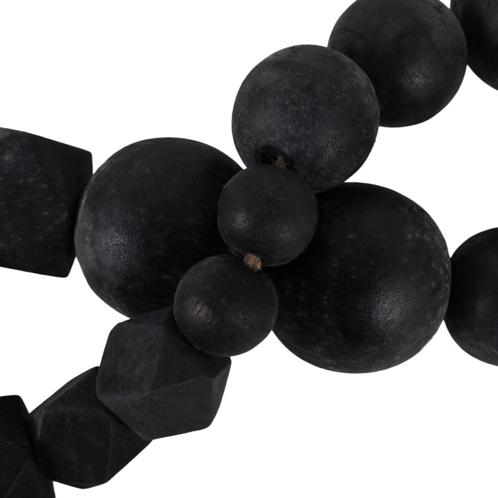 Accent Garland w Traditional Geometric Round Beads | 84" Black Jute