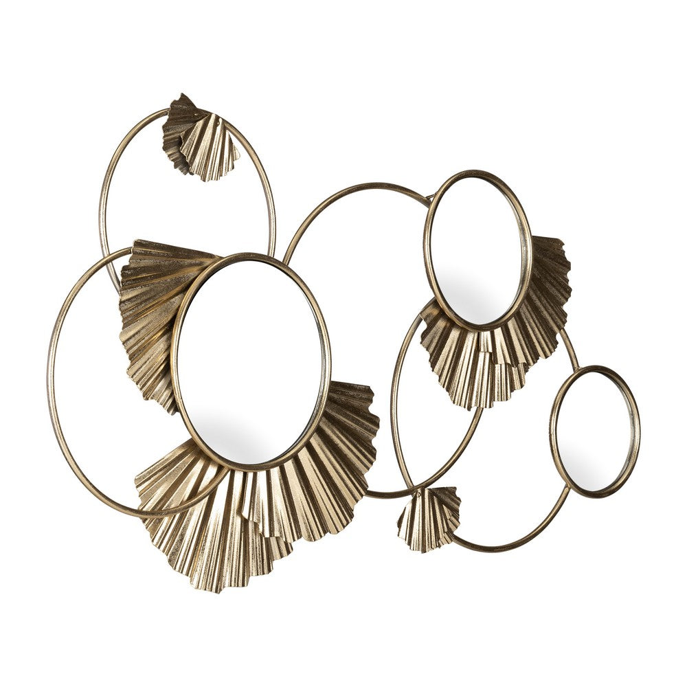Mirrored Wall Decor | 27" Metallic Gold Iron Frame w Fan Loops