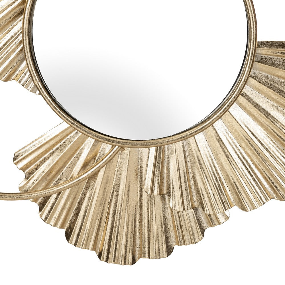 Mirrored Wall Decor | 27" Metallic Gold Iron Frame w Fan Loops