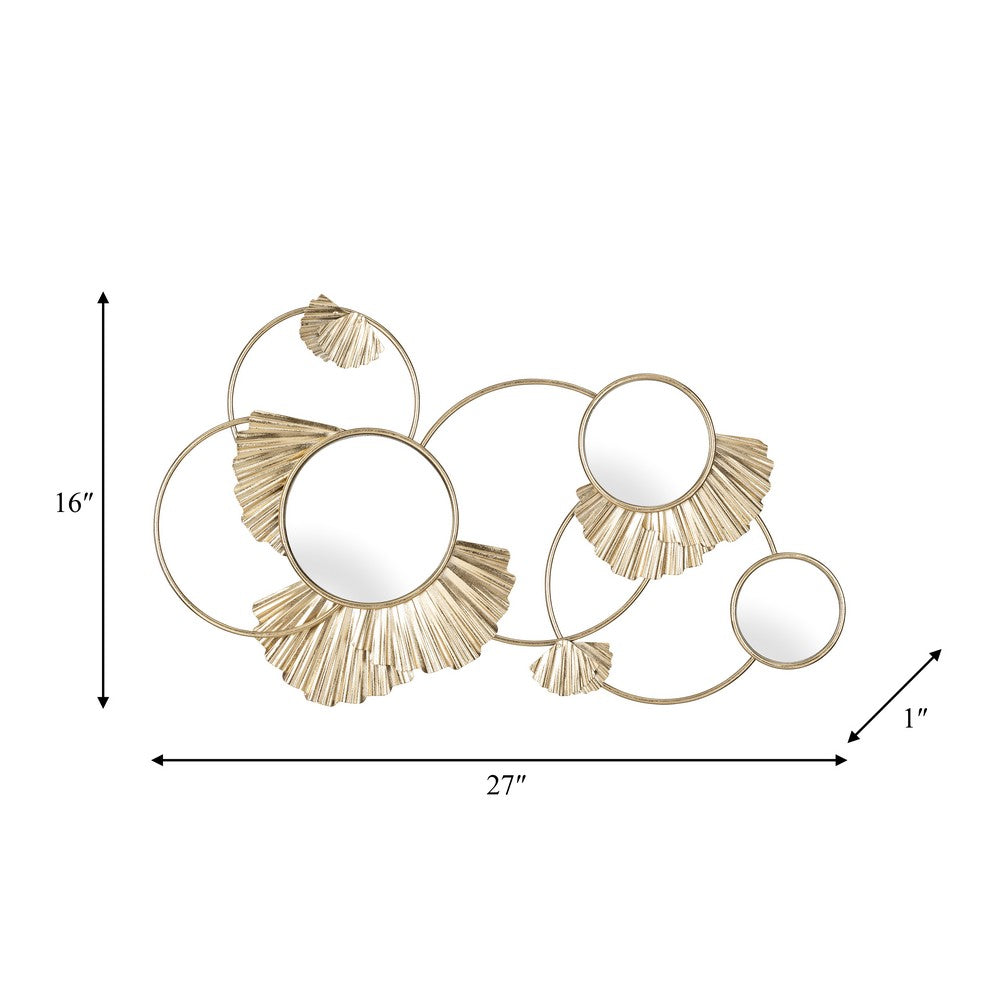 Mirrored Wall Decor | 27" Metallic Gold Iron Frame w Fan Loops