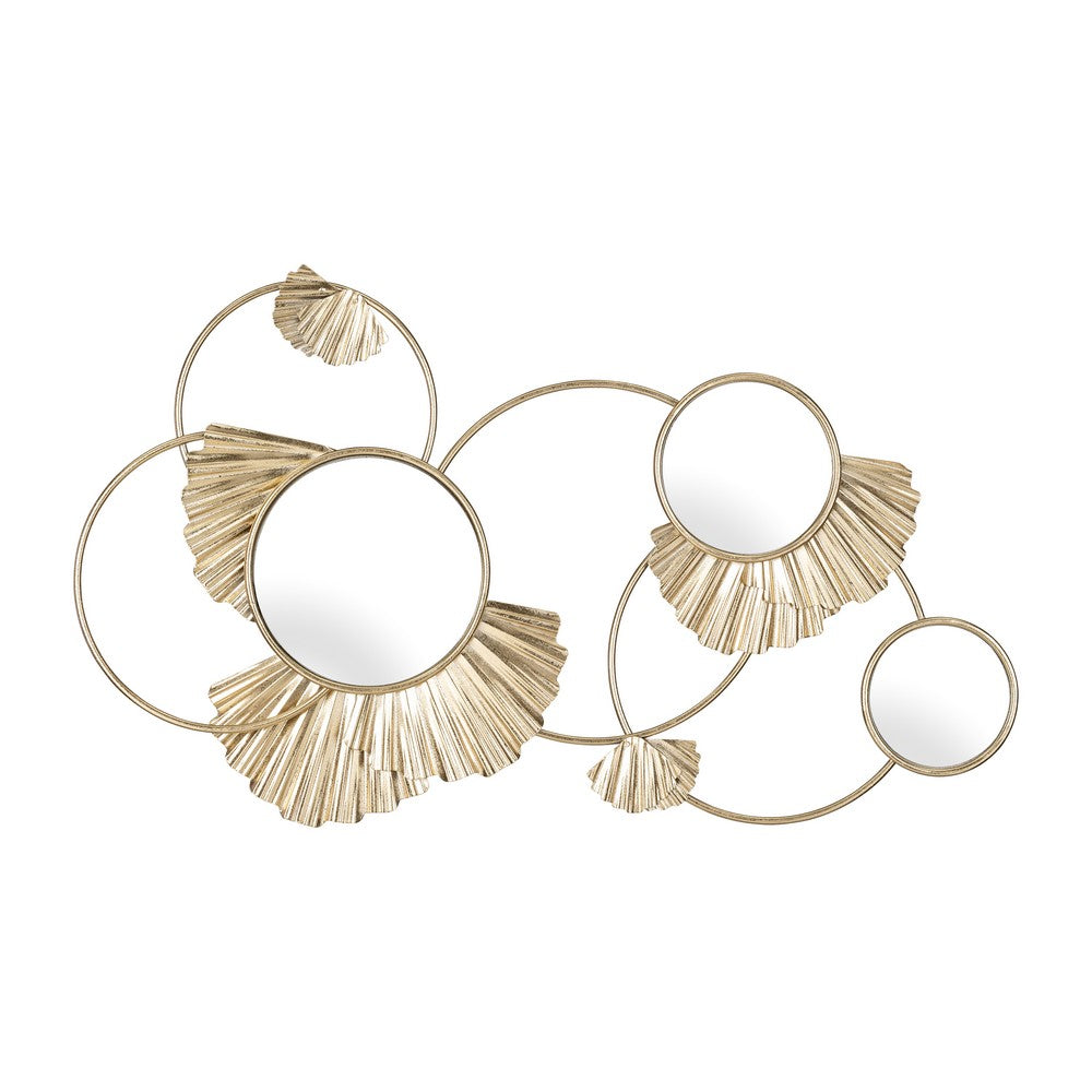 Mirrored Wall Decor | 27" Metallic Gold Iron Frame w Fan Loops