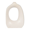 Curved Flower Vase with Cutout Oval Design | Cotton White Porcelain | 11"