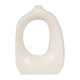 Curved Flower Vase with Cutout Oval Design | Cotton White Porcelain | 11"