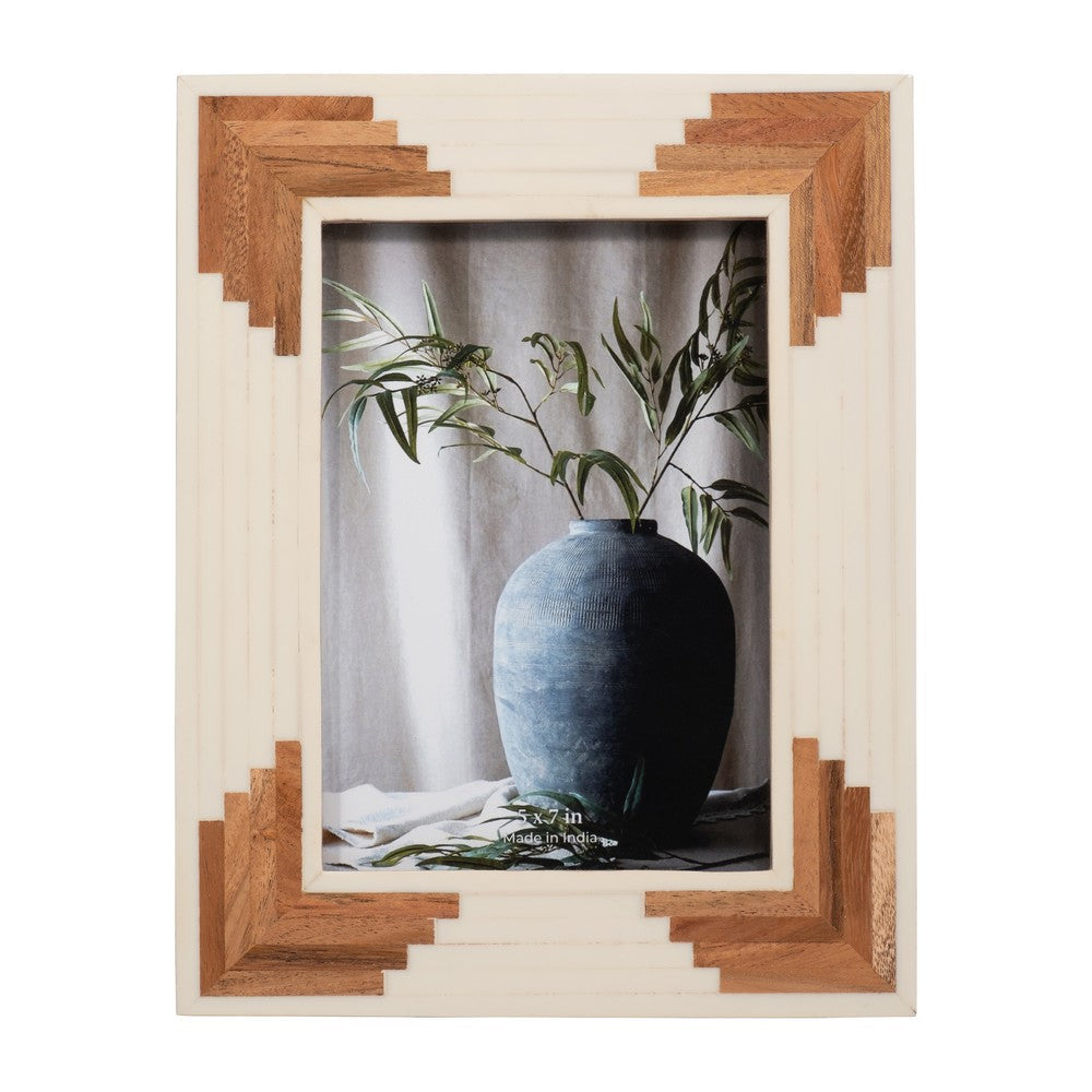 Orsa 8x10 Photo Frame w 5x7 Opening | Cascading Retro Wood Brown Design SBH-18119-02