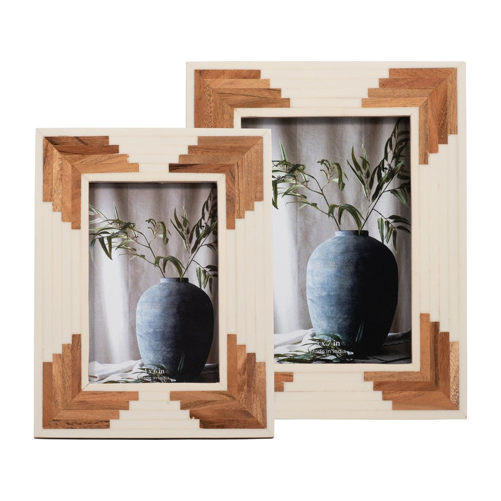 Orsa 8x10 Photo Frame w 5x7 Opening | Cascading Retro Wood Brown Design