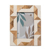 Nayo 4x6 Geometric Photo Frame | Mosaic Design | Brown & White Resin