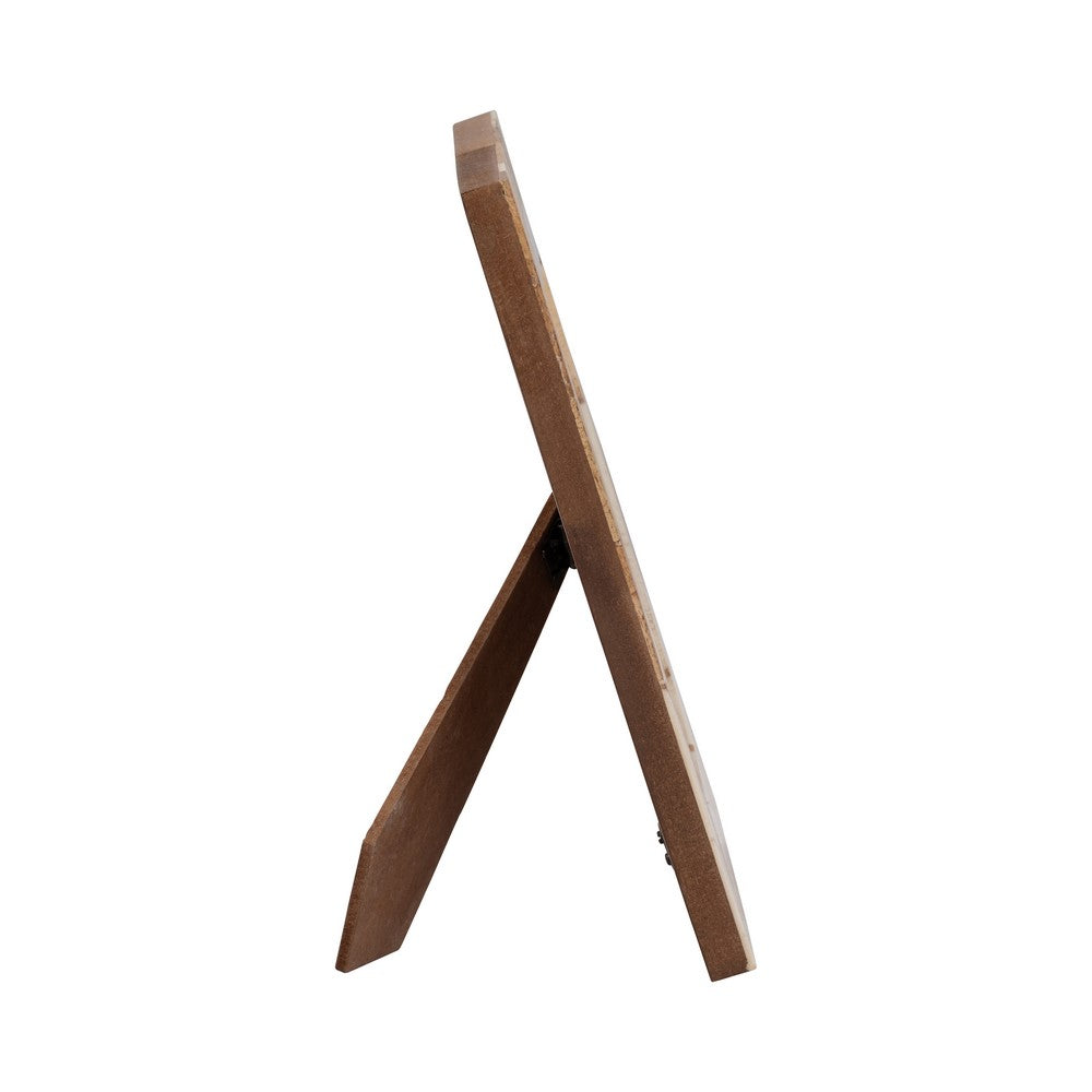 Nayo 4x6 Geometric Photo Frame | Mosaic Design | Brown & White Resin