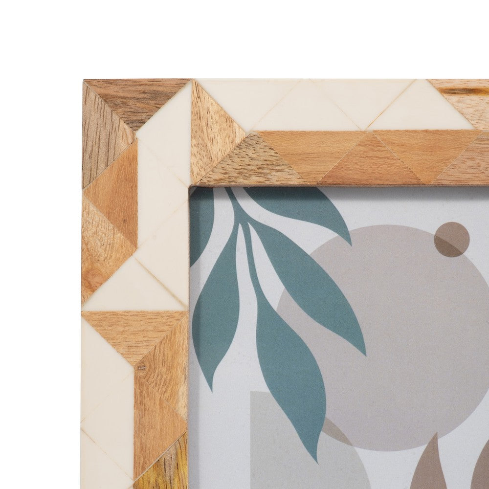 Loni Decorative 5x7 Photo Frame | White Brown Geometric Motifs Resin