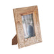 Photo Frame for 5 x 7 Picture | White Repeating Leaf Design | Brown Wood