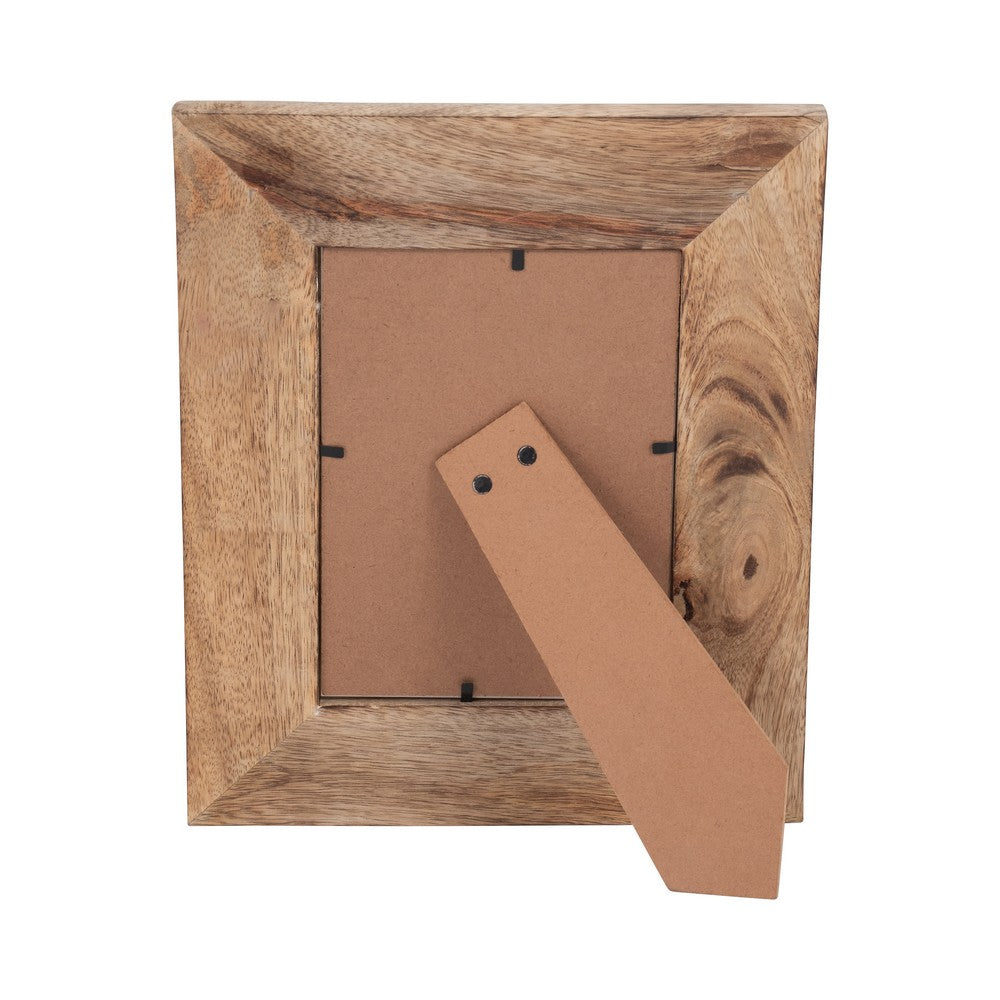 Photo Frame for 5 x 7 Picture | White Repeating Leaf Design | Brown Wood