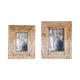 Photo Frame for 5 x 7 Picture | White Repeating Leaf Design | Brown Wood
