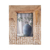 Photo Frame for 5 x 7 Picture | White Repeating Leaf Design | Brown Wood
