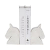 Decorative Bookend Set of 2 with Carved Horse Head Design | White Marble