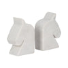 Decorative Bookend Set of 2 with Carved Horse Head Design | White Marble