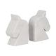 Decorative Bookend Set of 2 with Carved Horse Head Design | White Marble