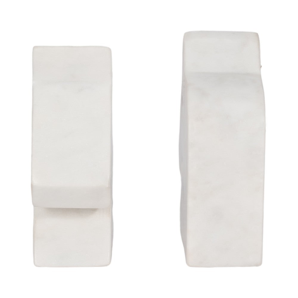 Decorative Bookend Set of 2 with Carved Horse Head Design | White Marble