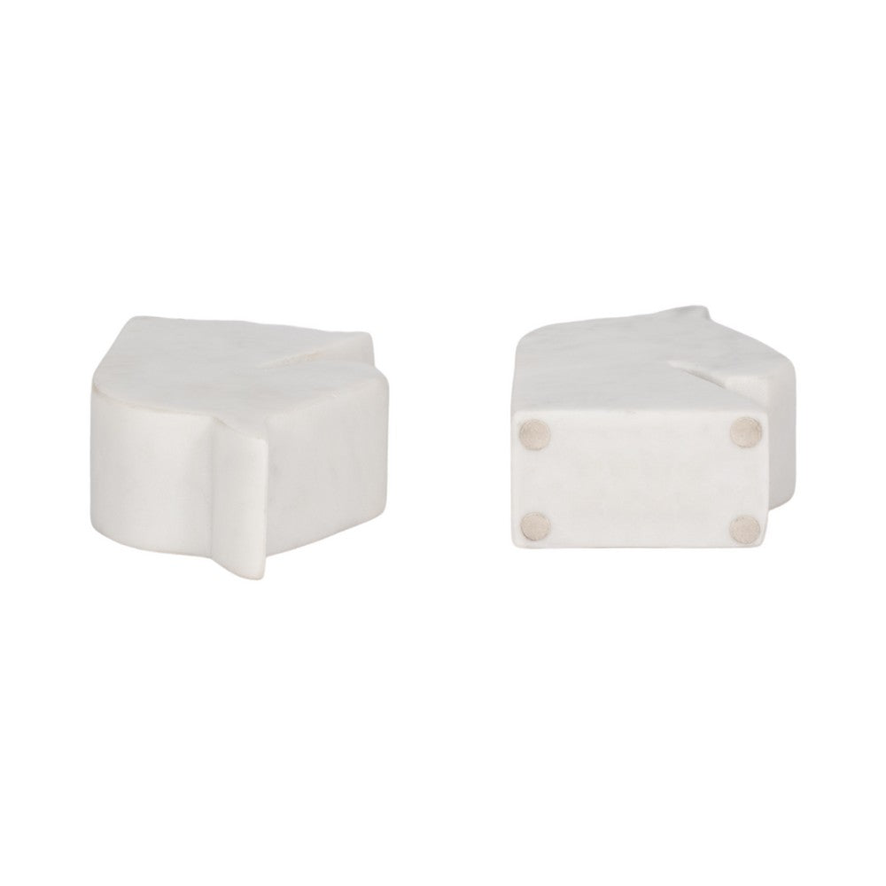 Decorative Bookend Set of 2 with Carved Horse Head Design | White Marble
