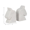 Decorative Bookend Set of 2 with Carved Horse Head Design | White Marble