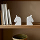 Decorative Bookend Set of 2 with Carved Horse Head Design | White Marble
