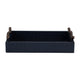 Decorative Serving Tray | Navy Blue Faux Leather & Antique Gold Handles