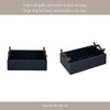 Decorative Serving Tray | Navy Blue Faux Leather & Antique Gold Handles
