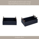 Decorative Serving Tray | Navy Blue Faux Leather & Antique Gold Handles