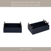 Decorative Serving Tray | Navy Blue Faux Leather & Antique Gold Handles
