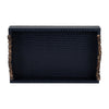 Decorative Serving Tray | Navy Blue Faux Leather & Antique Gold Handles