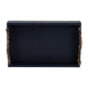 Decorative Serving Tray | Navy Blue Faux Leather & Antique Gold Handles