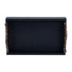 Decorative Serving Tray | Navy Blue Faux Leather & Antique Gold Handles