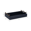 Decorative Serving Tray | Navy Blue Faux Leather & Antique Gold Handles