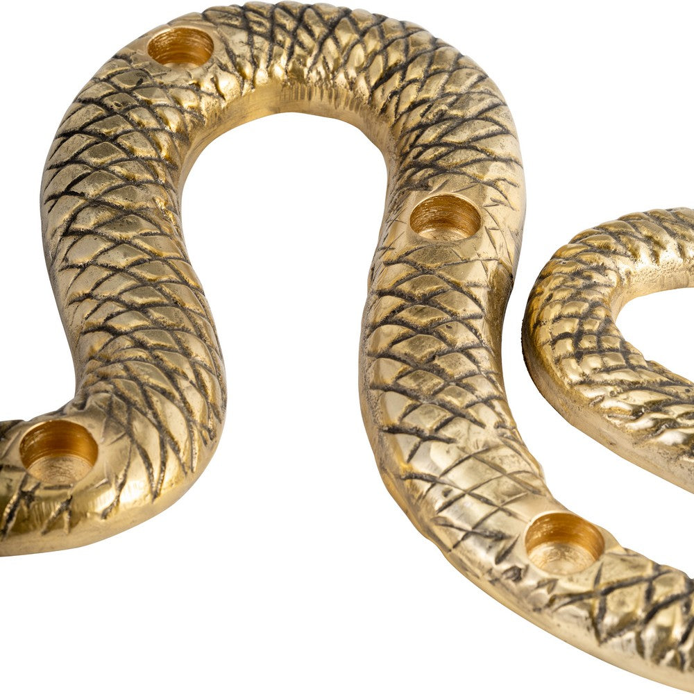 4 Taper Candle Holder Decorative Snake | Modern 22" Scaled Gold Metal