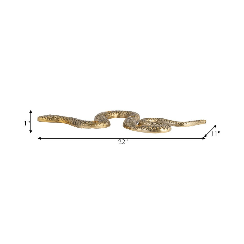 4 Taper Candle Holder Decorative Snake | Modern 22" Scaled Gold Metal