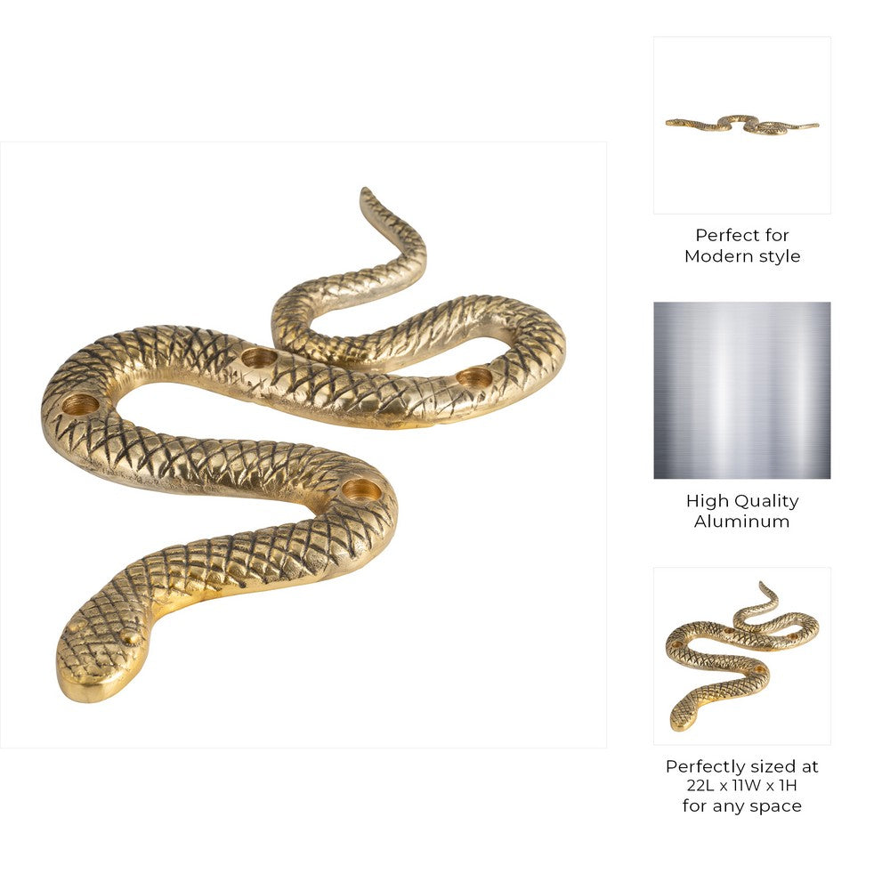 4 Taper Candle Holder Decorative Snake | Modern 22" Scaled Gold Metal