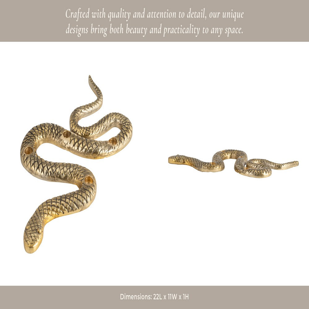 4 Taper Candle Holder Decorative Snake | Modern 22" Scaled Gold Metal