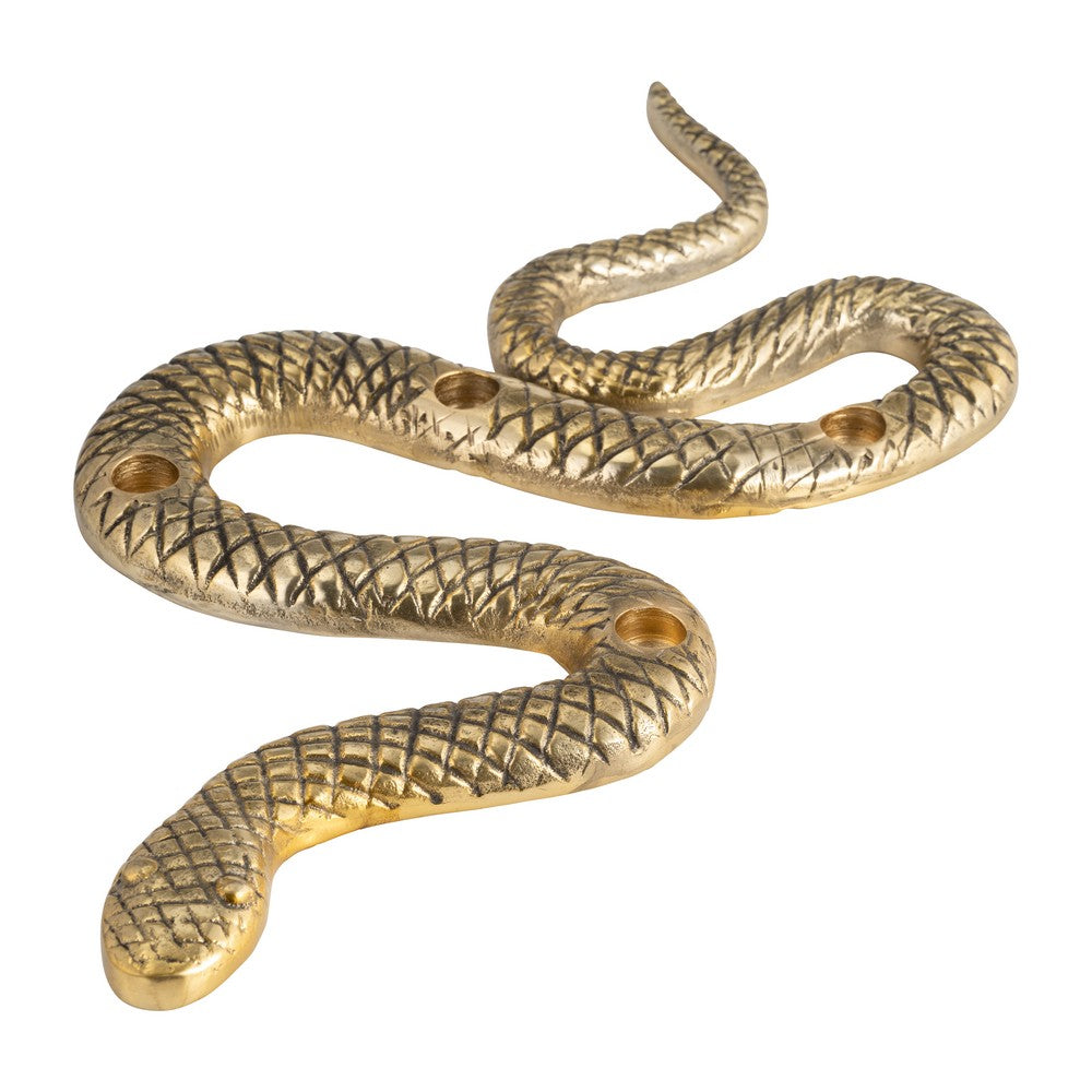 4 Taper Candle Holder Decorative Snake | Modern 22" Scaled Gold Metal